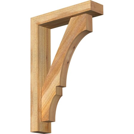 Ekena Millwork Balboa Block Rough Sawn Bracket w/ Offset Brace, Western Red Cedar, 4"W x 16"D x 24"H BKT0402X16X24BOA05RWR